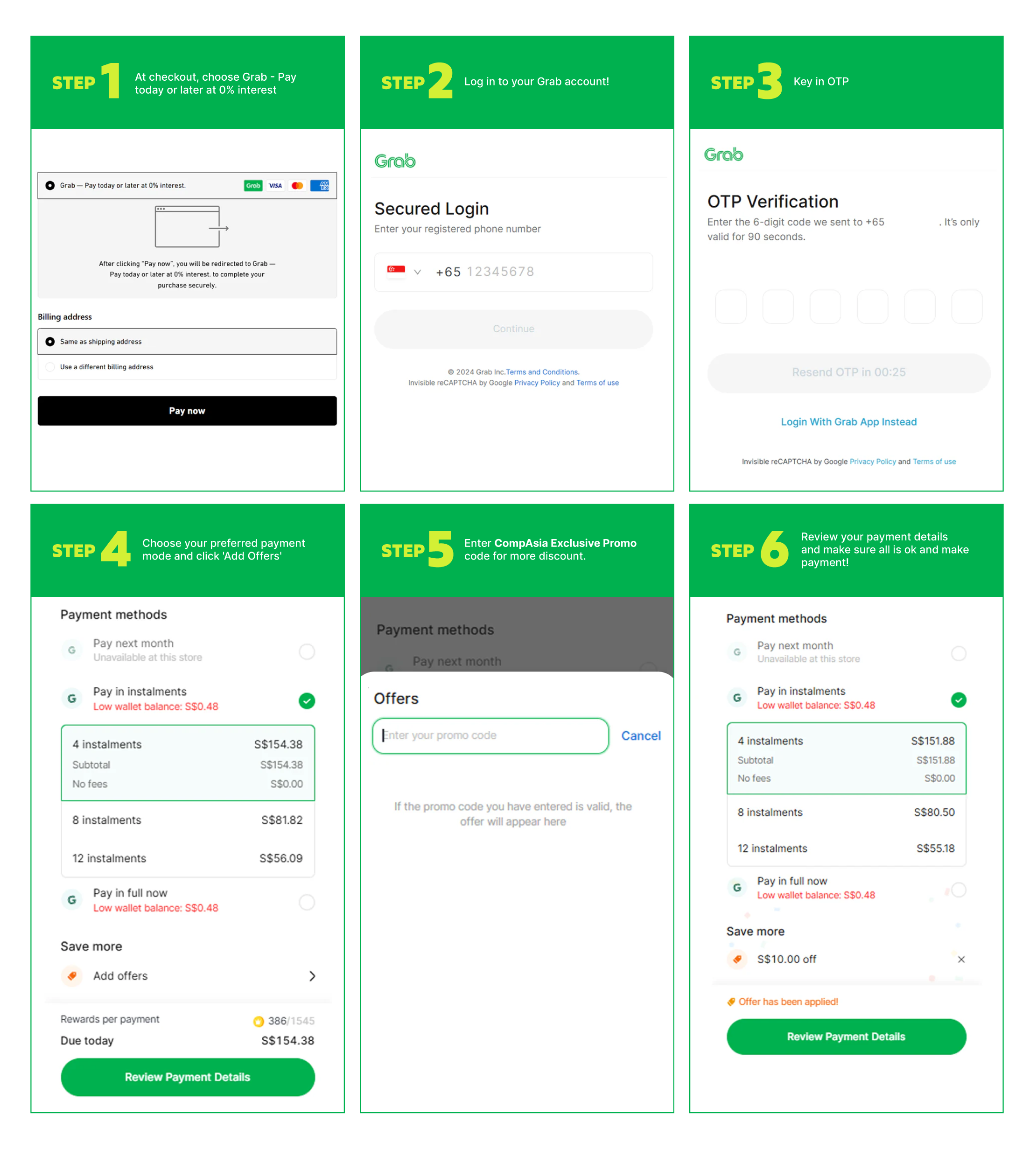 Grab Automatically Pay 0% instalment with Grab paylater