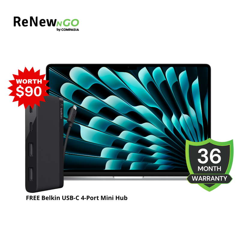 Apple Macbook Air M3 8-Core CPU and 8-Core GPU 13.6 inch (2024) (ReNewNGo)